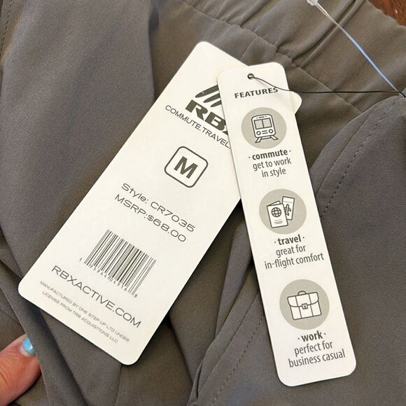 RBX brown pull on elastic waistband travel pants Size M New - Picture 7 of 9